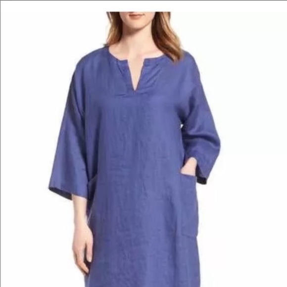 Eileen Fisher Dresses & Skirts - Eileen Fisher Blue Tunic Linen Dress